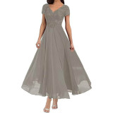 Plus Size Women V-neck Chiffon Formal Party evening dress（Processing time need 3-6 days）