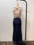 Women Sexy Lace-Up Sequined Evening Dress（Processing time need 3-6 days）