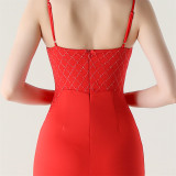 Women Fishbone Lace Sequin Formal Dinner Wedding Fishtail Evening Dress