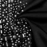 Women's Chic Elegant Beaded Half Sleeve V-Neck Fashionable Dress