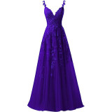 Women suspender tulle lace applique party ball evening dress（Processing time need 3-6 days）