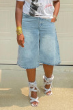 Women's Summer Loose High Waist Wide Leg Midi Denim Pants