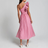 Women's Summer Sexy Solid Color Slash Shoulder Low Back Dress