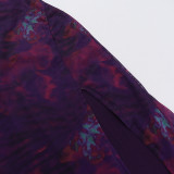 Women's Chains Sexy V-Neck Slit Low Back Slim Prints Dress
