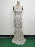 Women One Shoulder Beaded Sequin Embroidery Formal Party Prom Wedding Evening Dress