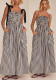 Women's Spring/Summer Striped Elastic Sexy Pocket Strap Loose Casual Dress