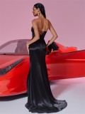 Women's Elegant Slim Strapless Formal Cocktail Evening Bridesmaid Dress