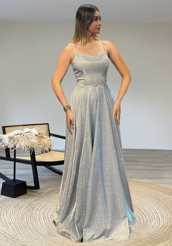 Women's Chic Sexy Shiny Low Back Strap Fashionable Dress