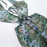 Women's Sexy Holiday Knot Print Strap Jumpsuit