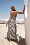 Women's Spring/Summer Striped Elastic Sexy Pocket Strap Loose Casual Dress