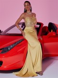 Women's Elegant Sequin Flower Patchwork Formal Cocktail Bridesmaid Evening Dress