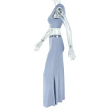 Women's Elegant and Casual Sexy Sleeveless Slash Shoulder Two Piece Skirt Set