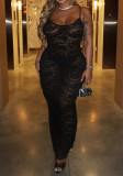 Plus Size Women's Spring/Summer Sexy Solid Color Lace Slim Waist Bodycon Strap Dress