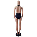 Women's Sexy Halter Neck Side Lace-up One-Piece Swimsuit