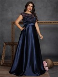 Plus Size Women's Fashionable Formal Evening Ball Gown Elegant Sequin Patchwork Round Neck Sleeveless Embroidered A-Line Dress