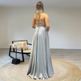 Women's Chic Sexy Shiny Low Back Strap Fashionable Dress