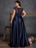 Plus Size Women's Fashionable Formal Evening Ball Gown Elegant Sequin Patchwork Round Neck Sleeveless Embroidered A-Line Dress