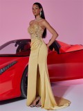 Women's Elegant Sequin Flower Patchwork Formal Cocktail Bridesmaid Evening Dress