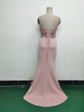 Women Fishbone Lace-Up Formal Formal Party Prom Strappy Sequin Evening Dress