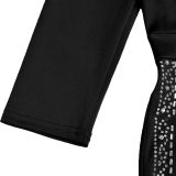 Women's Chic Elegant Beaded Half Sleeve V-Neck Fashionable Dress