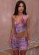 Women's Sexy One Shoulder Crop Two Piece Skirt Set