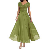 Plus Size Women V-neck Chiffon Formal Party evening dress（Processing time need 3-6 days）