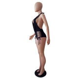 Women's Sexy Halter Neck Side Lace-up One-Piece Swimsuit
