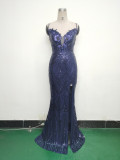 Women Beaded Tube Fishbone Lace-Up Sequin Formal Party Evening Dress