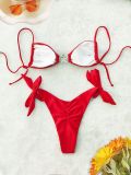 Women's Sexy Solid Color Lace Metal Starfish Two Piece Swimsuit