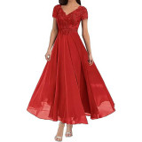 Plus Size Women V-neck Chiffon Formal Party evening dress（Processing time need 3-6 days）