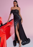 Women's Elegant Slim Strapless Formal Cocktail Evening Bridesmaid Dress
