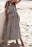 Women's Spring/Summer Striped Elastic Sexy Pocket Strap Loose Casual Dress