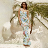 Women's Holidays Sleeveless Lace Trimmed Print Dress