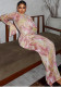 Women's Chic Print Stand Collar Long Sleeve Long Dress