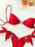 Women's Sexy Solid Color Lace Metal Starfish Two Piece Swimsuit