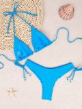 Women's Blue Low Back Two Piece Bikini Swimsuits