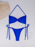 Women's Fashion Solid Color Two Piece Low Back Bikini Swimsuits