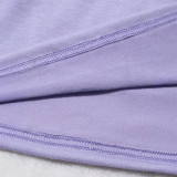 Women's Purple Bell Bottom High Waist Stretch Pants Sleeveless Vest Casual Two Piece Set