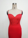 Women Fishbone Lace Sequin Formal Dinner Wedding Fishtail Evening Dress