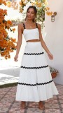 Women's Summer Sexy Strap A-line Two Piece Skirt Set