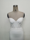 Women Strappy Heart-Shaped Lace Grid Embroidery Beaded Fishbone Formal Party Evening Dress