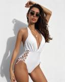 Women's Sexy Halter Neck Side Lace-up One-Piece Swimsuit
