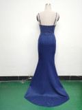 Women Fishbone Lace Sequin Formal Dinner Wedding Fishtail Evening Dress