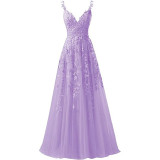 Women suspender tulle lace applique party ball evening dress（Processing time need 3-6 days）
