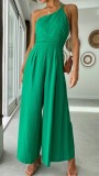 Women's Spring/Summer Solid Color Loose Wide Leg Linen Jumpsuit