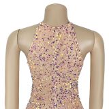 Women's Chic Sexy Sequined Split Fashionable Dress