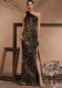 Women's Luxury Slit Long Elegant Slash Shoulder Chic Cocktail Bridesmaid Dress