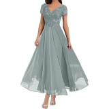Plus Size Women V-neck Chiffon Formal Party evening dress（Processing time need 3-6 days）