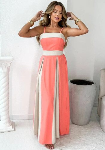 Women's Summer Elegant Fashion High Waist Contrast Strap Dress