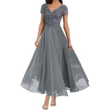 Plus Size Women V-neck Chiffon Formal Party evening dress（Processing time need 3-6 days）